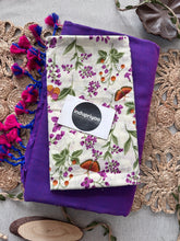 Purple Dual Tone Handloom Khadi Cotton Saree With Flower Print Blouse